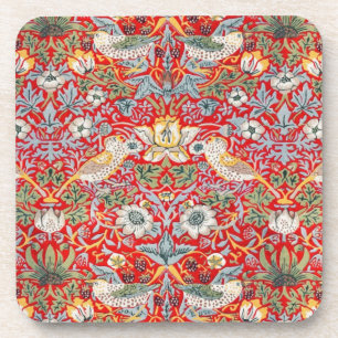 William Morris Crimson Strawberry Thief Coasters