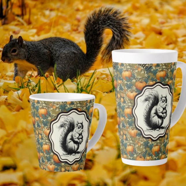 William Morris Customized Pumpkins and Squirrel Latte Mug (Pumpkin spice latte anyone?)