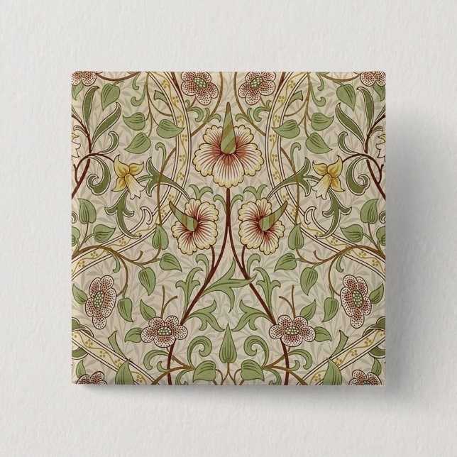 William Morris Daffodil Classic Flower Wallpaper 2 Inch Square Button (Front)