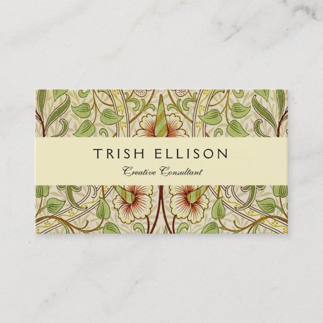 William Morris Daffodil Classic Flower Wallpaper Business Card (Front)