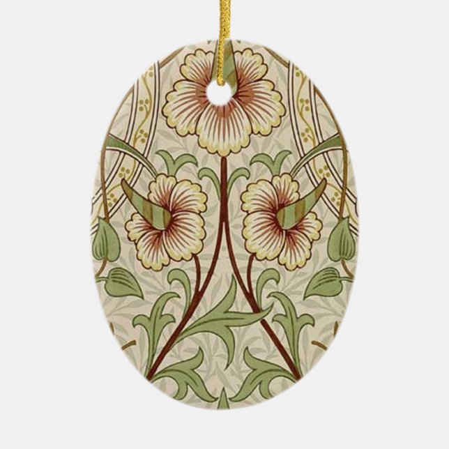 William Morris Daffodil Classic Flower Wallpaper Ceramic Ornament (Front)