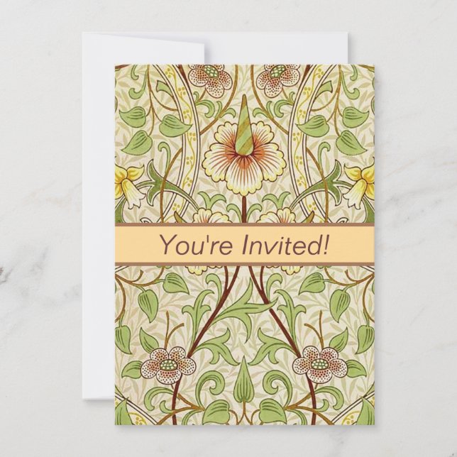 William Morris Daffodil Classic Flower Wallpaper Invitation (Front)