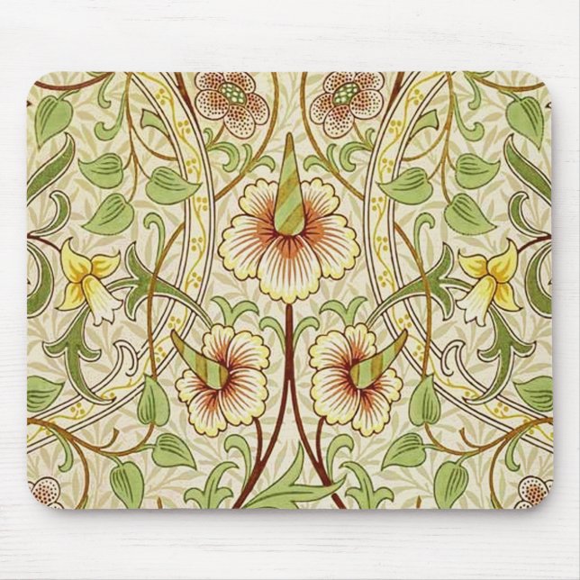 William Morris Daffodil Classic Flower Wallpaper Mouse Pad (Front)