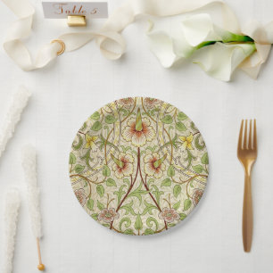 William Morris Daffodil Classic Flower Wallpaper Paper Plate