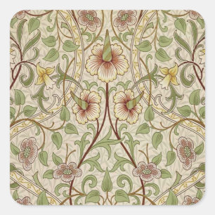 William Morris Daffodil Classic Flower Wallpaper Square Sticker