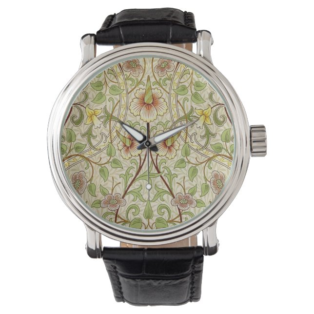 William Morris Daffodil Classic Flower Wallpaper Watch (Front)