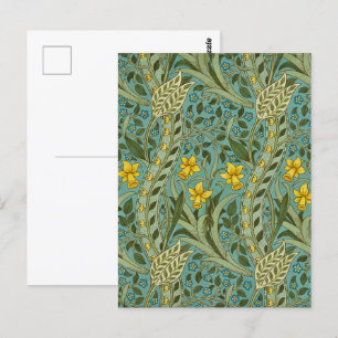 William Morris Daffodil Floral Pattern Classic Postcard