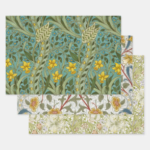 William Morris Daffodil Floral Pattern Classic Wrapping Paper Sheet