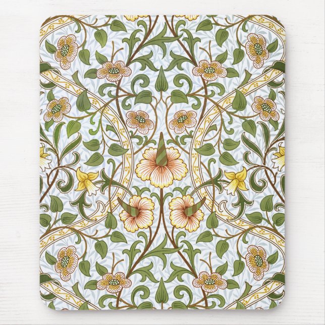 William Morris Daffodil Floral Pattern Mousepad (Front)