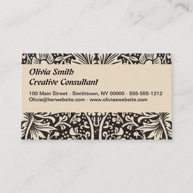 William Morris Daffodil Floral Wallpaper Business Card (Front)