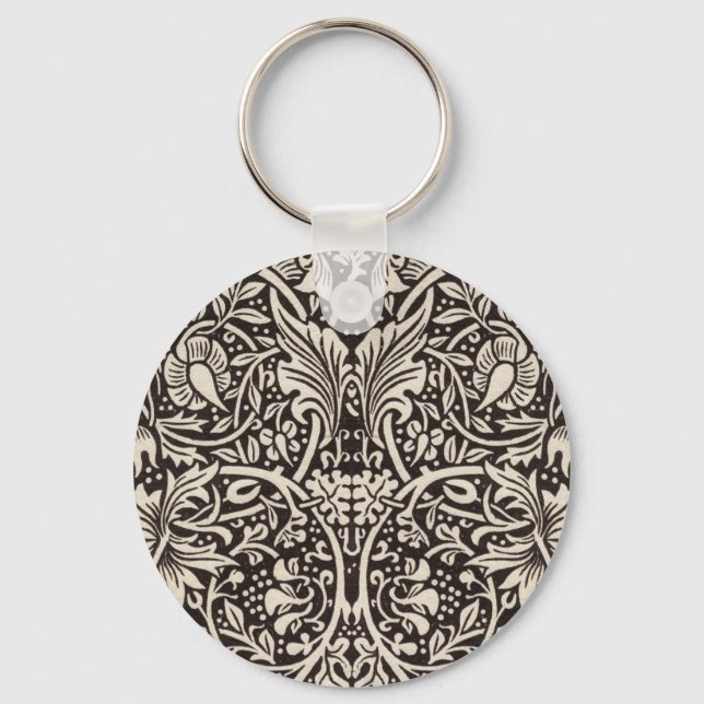 William Morris Daffodil Floral Wallpaper Keychain (Front)