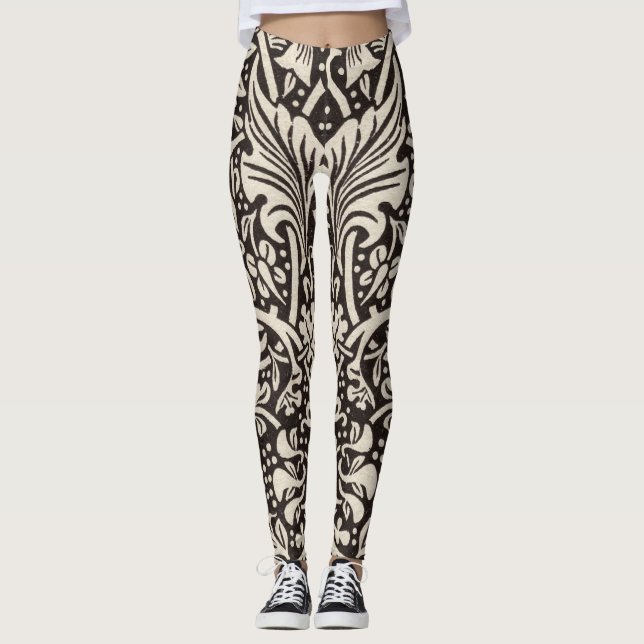 William Morris Daffodil Floral Wallpaper Leggings (Front)