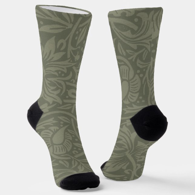 William Morris Daffodil Floral Wallpaper Socks (Angled)