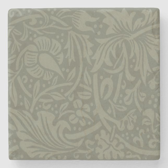 William Morris Daffodil Floral Wallpaper Stone Coaster (Front)