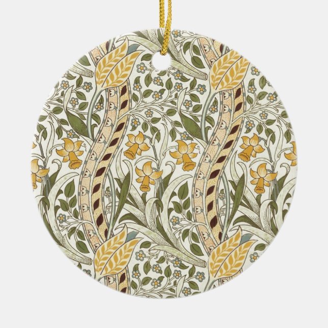 William Morris Daffodil Garden Flower Classic Bota Ceramic Ornament (Front)