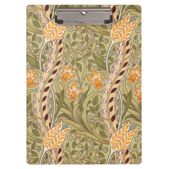 William Morris Daffodil Garden Flower Classic Bota Clipboard (Front)