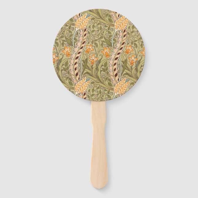 William Morris Daffodil Garden Flower Classic Bota Hand Fan (Front)