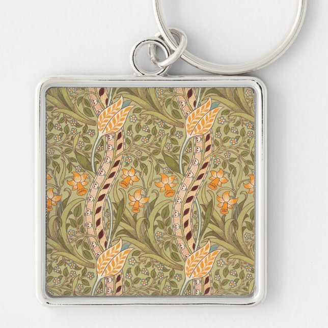 William Morris Daffodil Garden Flower Classic Bota Keychain (Front)