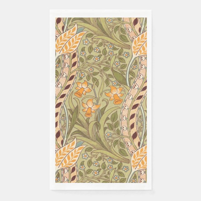 William Morris Daffodil Garden Flower Classic Bota Napkin (Front)
