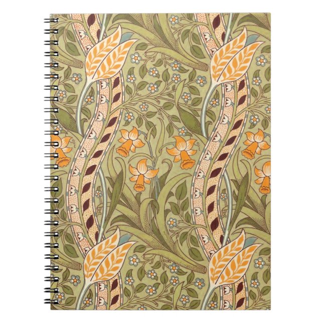 William Morris Daffodil Garden Flower Classic Bota Notebook (Front)