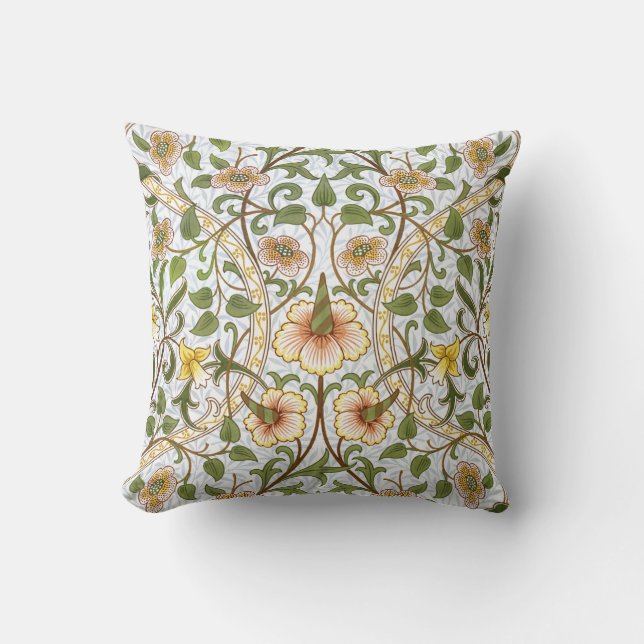 William Morris Daffodil Pattern Throw Pillow (Front)