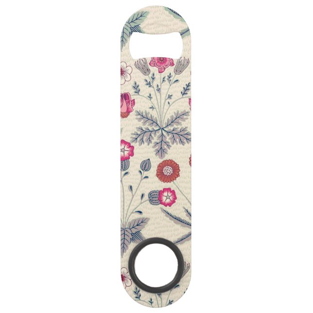 William Morris Daisy Floral Pattern Red Orange Bar Key (Front)