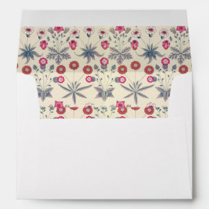William Morris Daisy Floral Pattern Red Orange Envelope