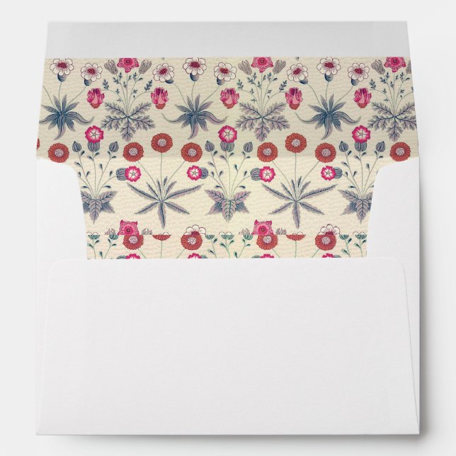 William Morris Daisy Floral Pattern Red Orange Envelope (Back (Bottom))