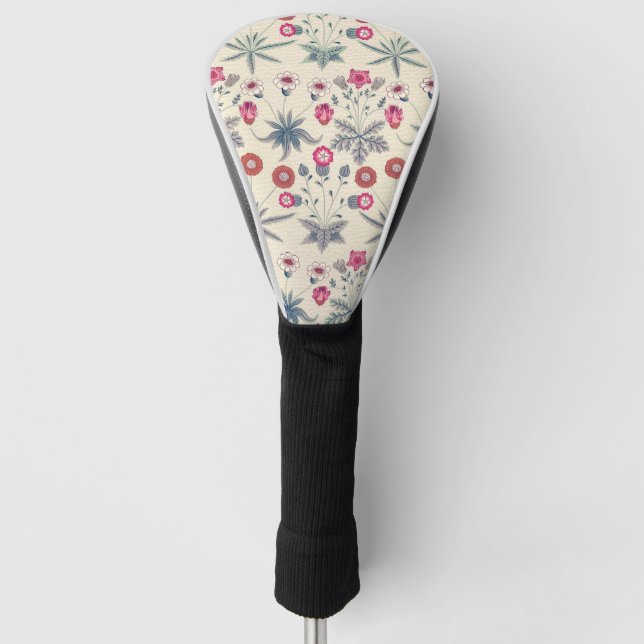 William Morris Daisy Floral Pattern Red Orange Golf Head Cover (Front)