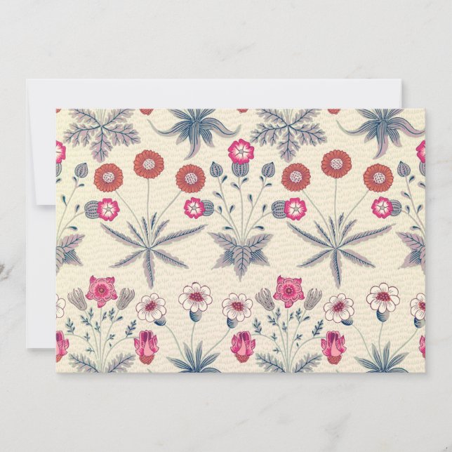 William Morris Daisy Floral Pattern Red Orange Invitation (Front)