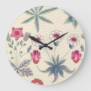 William Morris Daisy Floral Pattern Red Orange Large Clock