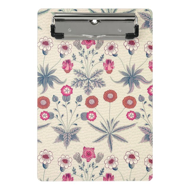 William Morris Daisy Floral Pattern Red Orange Mini Clipboard (Front)