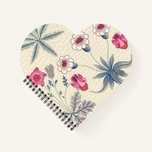 William Morris Daisy Floral Pattern Red Orange Notebook
