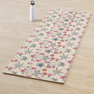 William Morris Daisy Floral Pattern Red Orange Yoga Mat