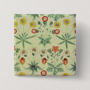 William Morris Daisy Floral Wallpaper Pattern 2 Inch Square Button