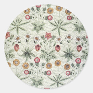 William Morris Daisy Floral Wallpaper Pattern Classic Round Sticker