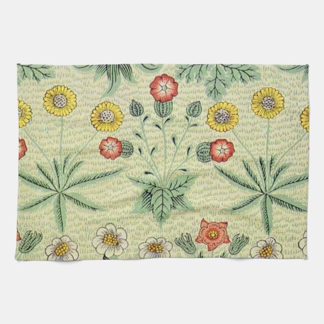 William Morris Daisy Floral Wallpaper Pattern Kitchen Towel (Horizontal)
