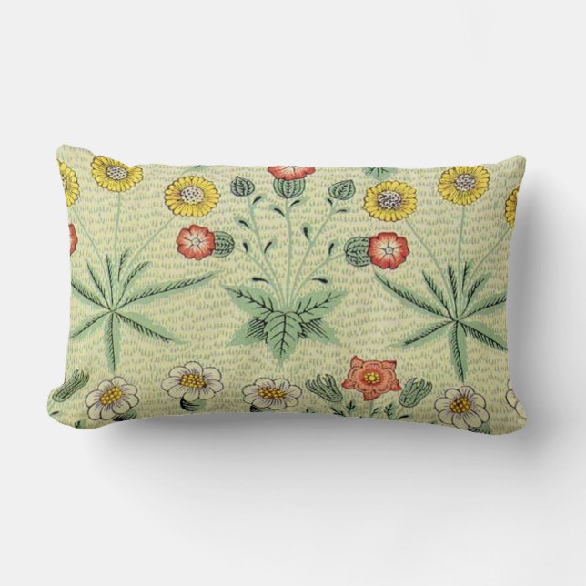 William Morris Daisy Floral Wallpaper Pattern Lumbar Pillow (Front)