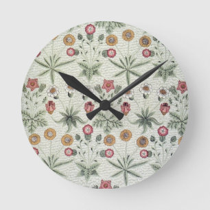 William Morris Daisy Floral Wallpaper Pattern Round Clock