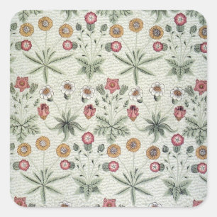 William Morris Daisy Floral Wallpaper Pattern Square Sticker