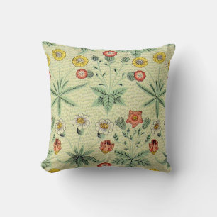 William Morris Daisy Floral Wallpaper Pattern Throw Pillow