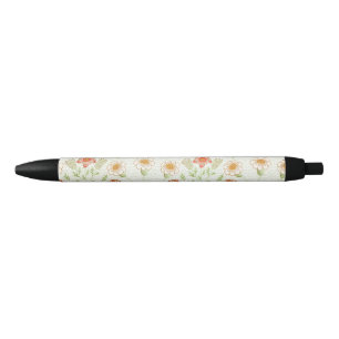 William Morris Daisy Vintage Botanical Pattern Black Ink Pen