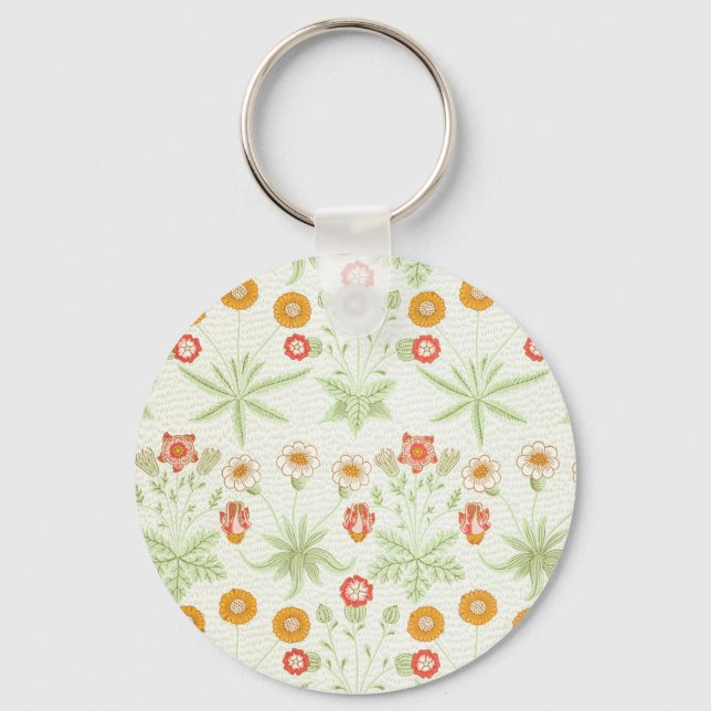William Morris Daisy Vintage Botanical Pattern Keychain (Front)