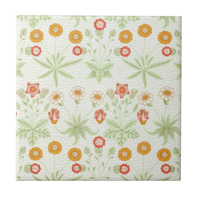 William Morris Daisy Vintage Botanical Pattern Tile (Front)