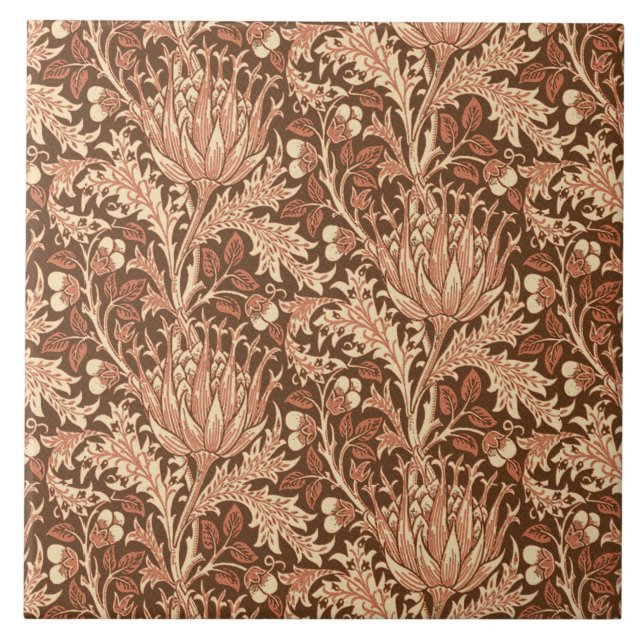 William Morris Damask, Brown & Beige Tile (Front)