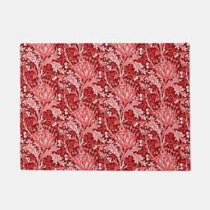 William Morris Damask, Dark Red & White Doormat