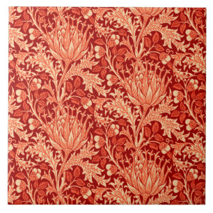 William Morris Damask, Deep Orange Tile