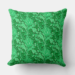 William Morris Damask, Emerald Green Throw Pillow