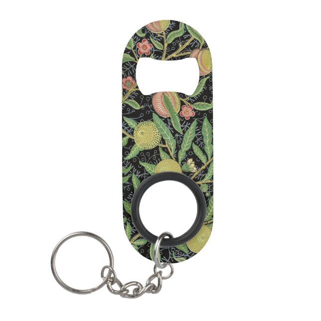 William Morris Dark Pomegranate Fruit Pattern Keychain Bottle Opener (Front)