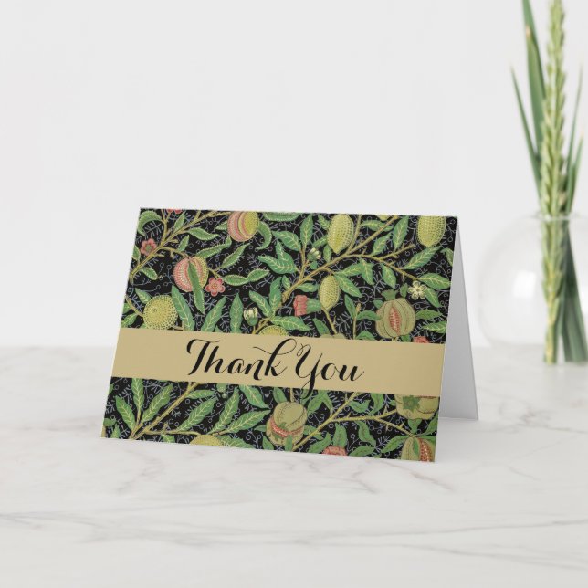 William Morris Dark Pomegranate Fruit Pattern Thank You Card (Front)